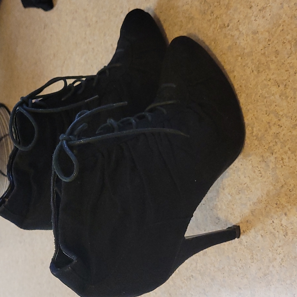 Black lace up booties